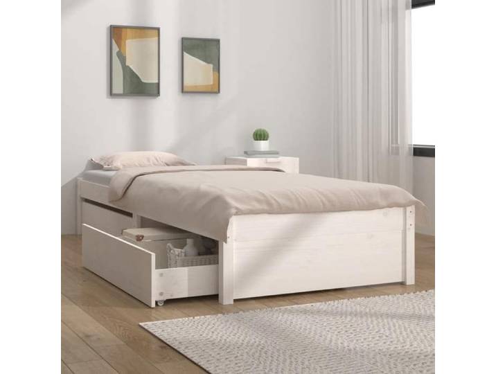 Maison Exclusive - Cadre de lit sans matelas avec tiroirs blanc