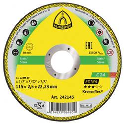 Klingspor C 24 Extra 242143 Trennscheibe gerade 115 mm 25 St. Stein, Beton