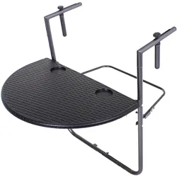 Hochwertiger Balkon Tisch Beistell Ablage Rattan Optik Stahl schwarz klappbar