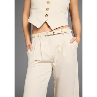 Ledergürtel LAURA SCOTT, Damen, Gr. 125, beige (cream), Rindsleder, glänzend, unifarben, Gürtel Ledergürtel, in modisch schmaler Form - NEW