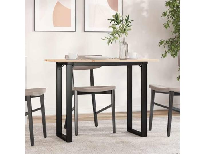 HEFZGDB Esstisch O-Gestell 100x50x75 cm Massivholz Kiefer und Stahl mit robuster Tischplatte für stabile Sicherheit und langlebige Qualität