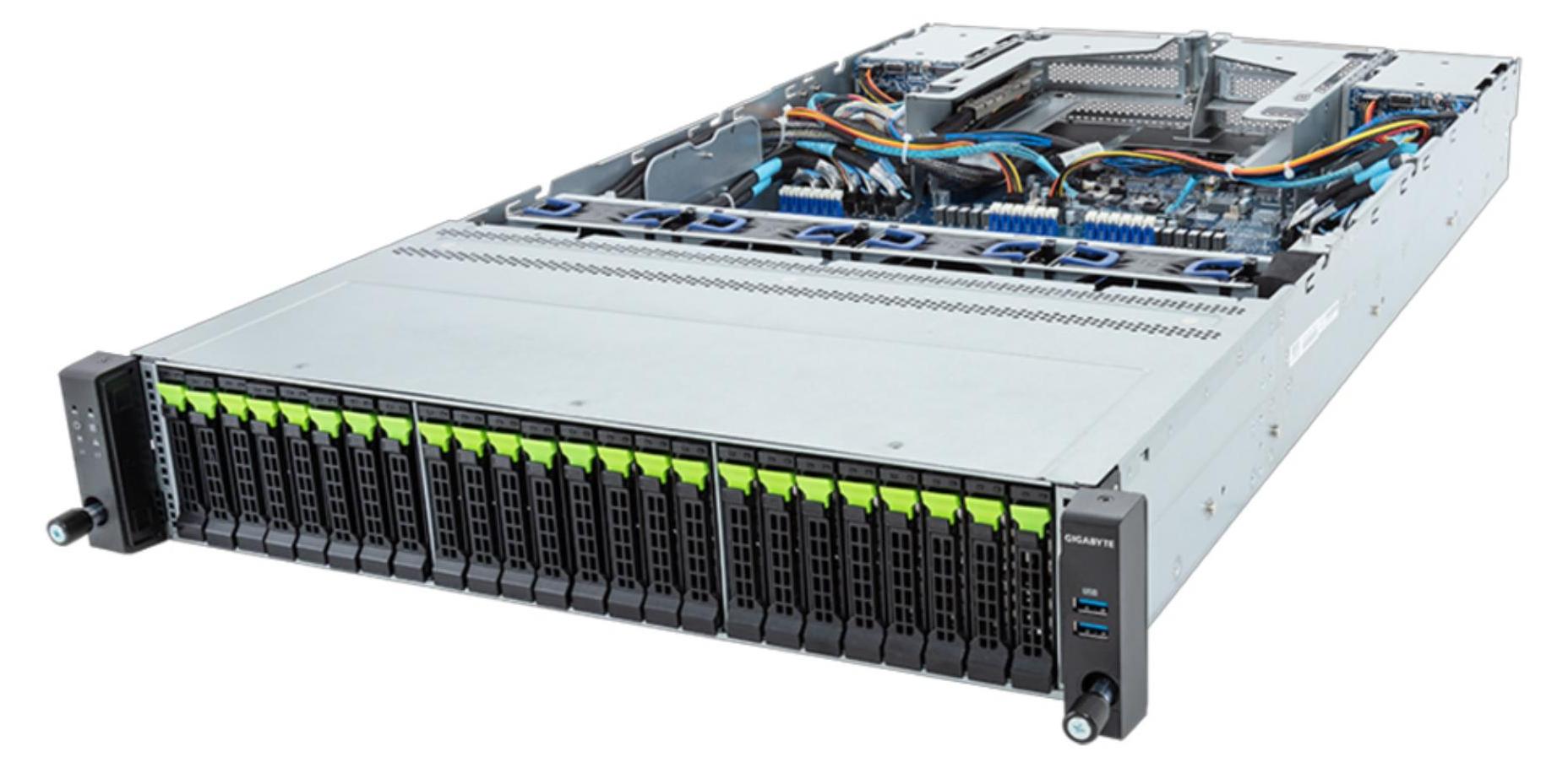 Gigabyte R283-Z96-AAJ1 rev 3.x Dual EPYC 9004/9005 24x 2.5" NVMe+ 4x rear SATA 2x 1GbE - Server-Barebone - AMD EPYC