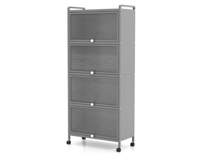 Étagères de rangement à 5 niveaux sur roulettes gris 60x32x154cm