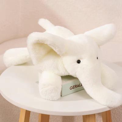 Inspire Curations Super Soft Flappy Ears Elephant Hugging Pillow white 17.7 In