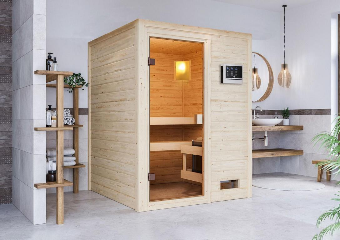 KARIBUHOLZT Sauna Sandra Front, 3,6 kW externe Steuerung 16880428