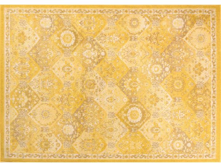 Tapis salon vintage - poils court et doux jaune 120x170