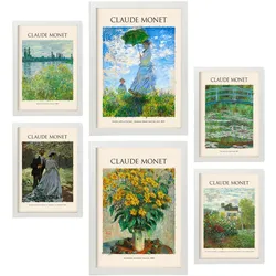POSTER Set Mit 6 Monet Malergalerie A3 & A4 Weißer Rahmen