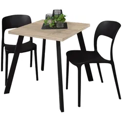 BISTROTISCH Eirene 70x70x75 schwarz matt/eiche sägerau
