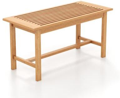 Costway Patio Coffee Table 36 Inch Rectangular Outside Side Table with Slatted Tabletop