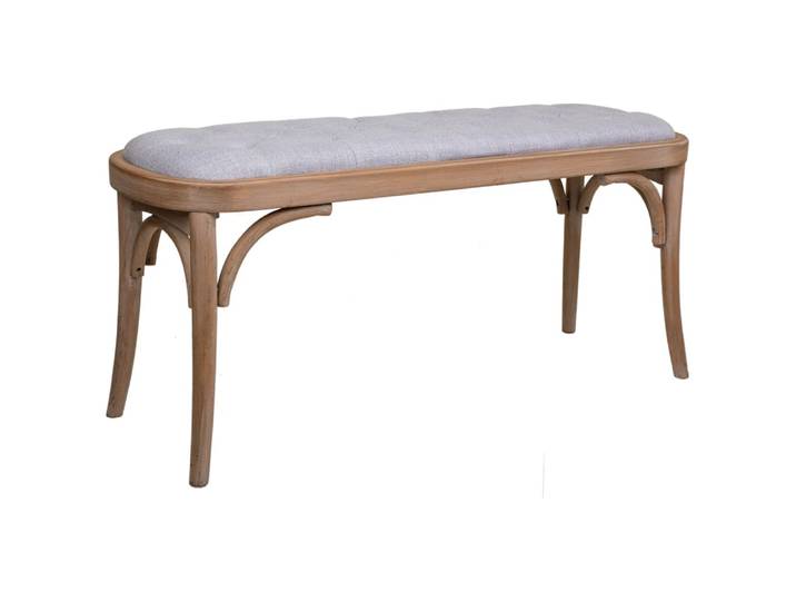 Banc en bois tapissé gris 110x37x47