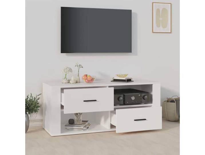 Meuble TV/Hi-Fi - mango - Blanc 100x35x40 cm - bois d'ingénierie M257