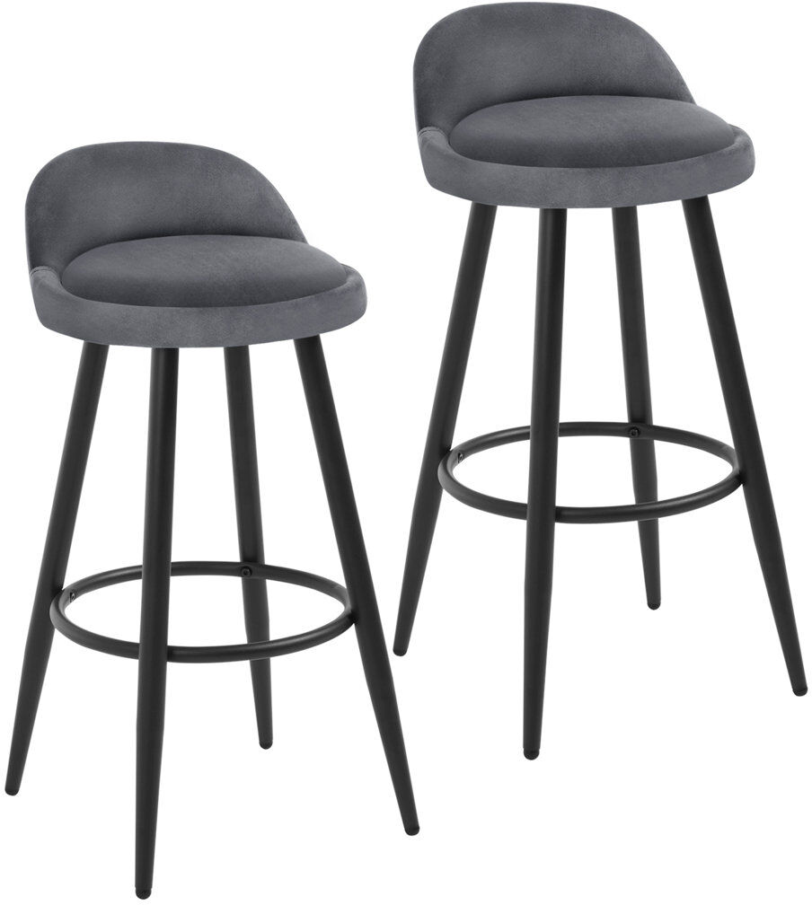 Corrigan Studio Askern Yes Upholstered Velvet Bar Stool with Iron Frame Dark Grey 2