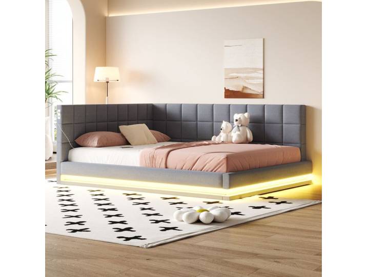 Lit pouf convertible 2-en-1 teddy rose lit simple avec fonction gigogne design doux et pratique pour chambre enfant