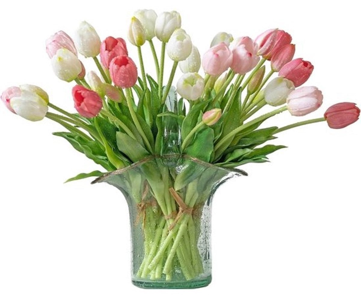 Boeket van 15 realistische kunsttulpen van zijde voor thuis- en feestdecoratie