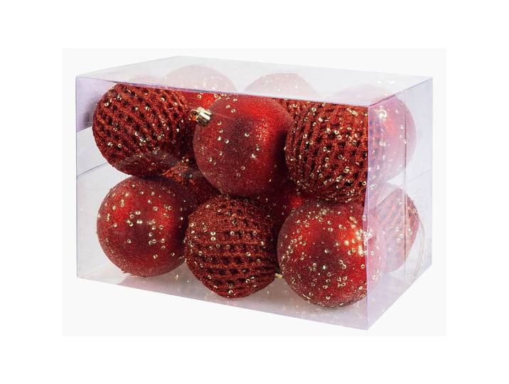 Weihnachtskugeln COCON rot 12 Stk. 8cm - Weihnachtskugeln 12er-Set