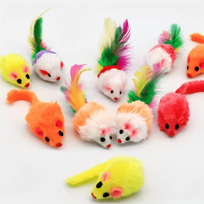 Inspire Curations FuzzyPounce Cat Mouse Toys With Catnip & Rattle Sound For Indoor Cats colour random 24pcs