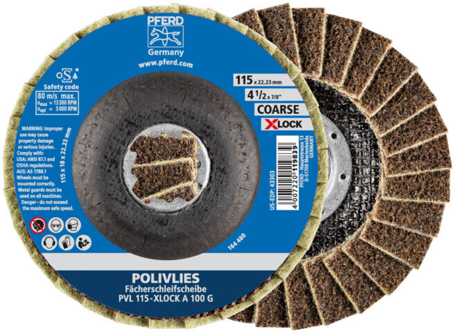 Rondelle crantée PFERD POLIVLIES PVL 115-X-LOCK A 100 G (44694201)