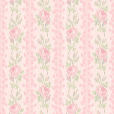LoveShackFancy A-Street Prints Blooming Heirloom Strawberry Macaron Rose Stripe Wallpaper