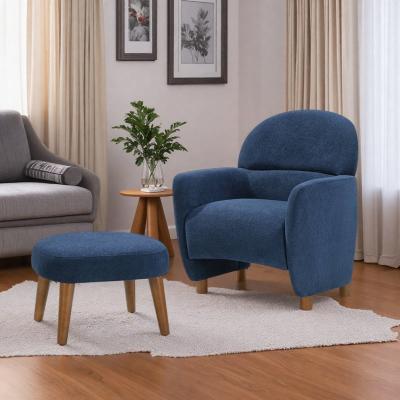 "30.31"" Fabric Modern Lazy Leisure Sofa Chair with Footrest Ottoman and Upholstered Reading Design"