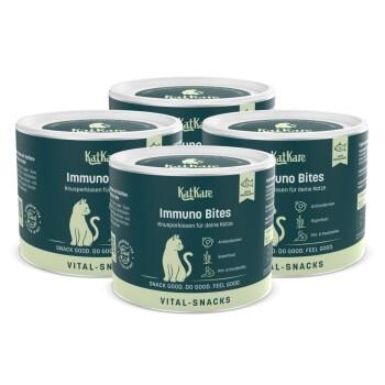 KatKare Vital Snacks Immuno Bites - Knusperkissen für das Immunsystem Deiner Katze mit Superfoods, wertvollen Aminosäuren, Antioxidantien und Omega-3 4x150 g