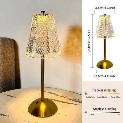 Inspired Living Rechargeable Table Lamp With Touch Control Cordless LED Desk Lamp With 3 Color Modes e Hexagonal