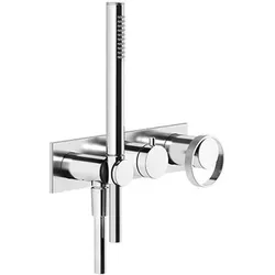 Gessi Anello, Fertigmontageset Einhebelmischer Dusche/ Wanne, eckige Platte für Unterputz-Körper, 2-Wege Umlenkkartusche, Wandanschlussbogen, mit Halterung, Handbrause, nicht eigensicher, 63343707,