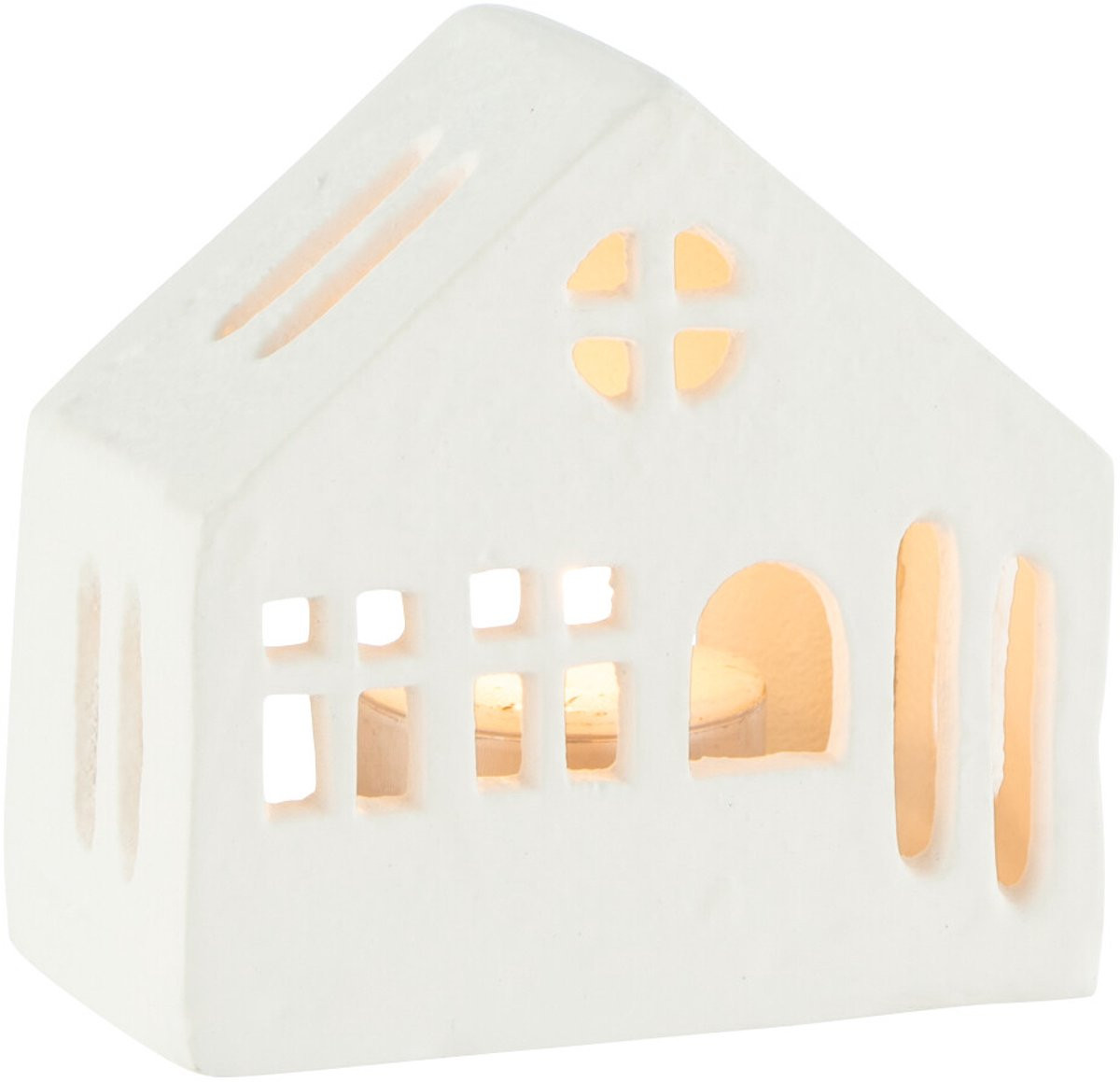 J-Line theelichthouder Huis wit aluminium