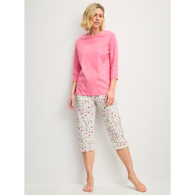 Capri-Pyjama CALIDA, Damen, Gr. M (44/46), sugar melon, Single Jersey, Obermaterial: 100% Baumwolle, bequem 3/4-Länge, Rundhals, Homewear-Sets, atmungsaktiv und klimaregulierend, Rundhalsausschnitt