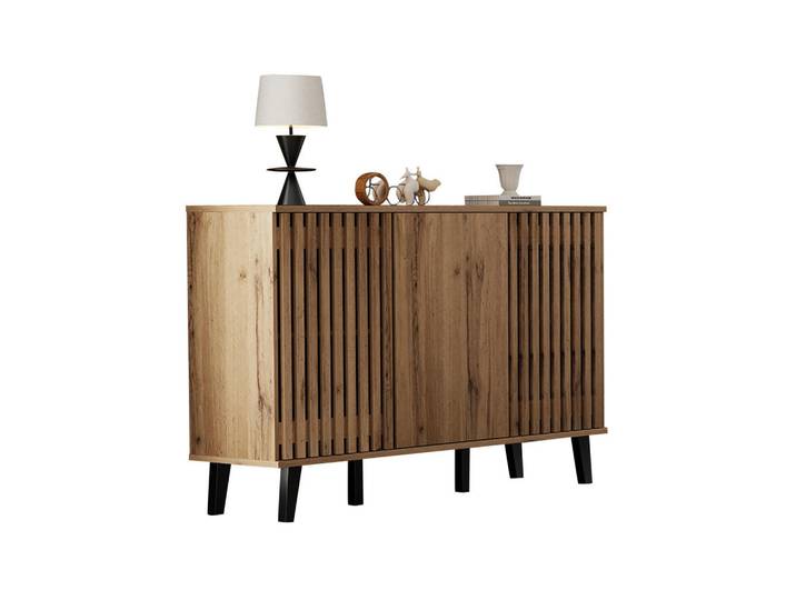 Modfu Sideboard aus Spanplatte 150x40x95cm in Naturholz, Naturfarben, 150x95x40 cm, Kleinmöbel, Kommoden, Sideboards