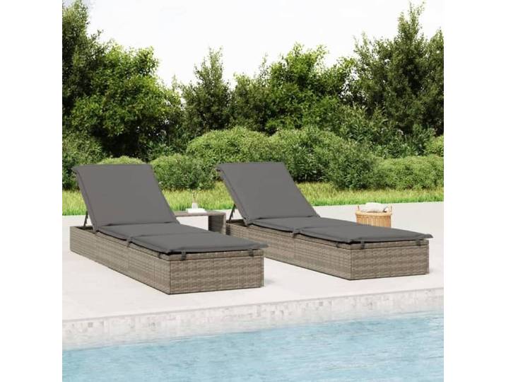 Chaise longue 1 pc avec coussin gris 201x55x62cm résine tressée 319631
