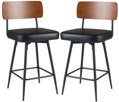 Costway 27 Inch Padded Counter Barstools Set of 2 with Metal Legs-Black