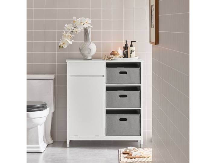 SoBuy BZR77-W armoire à linge avec sacs à linge pliables sac à linge coffre à linge panier à linge armoire de salle de bain