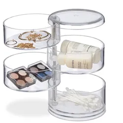Relaxdays Kosmetikorganizer mit drehbaren Fächern Transparent