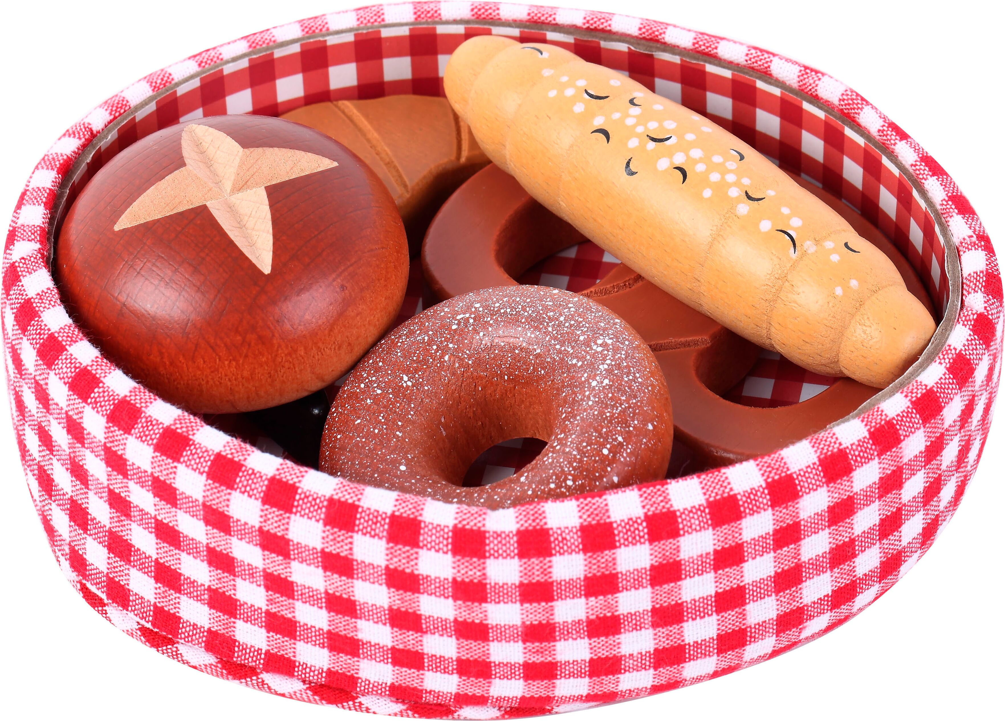 Kaufladensortiment TANNER "Brotkörbchen aus Stoff mit verschiedene Backwaren", bunt, Kaufladensortimente, Kinder, Holz, Kaufladensortiment