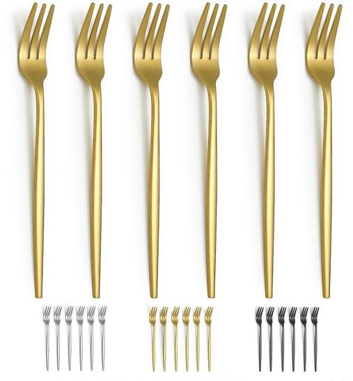 Benza Ibenzoa Gouden titanium dessertvorken, set van 6, 16,5 cm – roestvrij staal met gepolijste spiegelafwerking