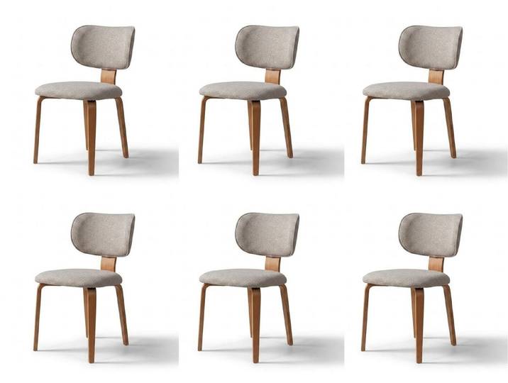 Xlmoebel Sitzgruppe Stühle Set Vintage Polsterstuhl Grau Modern Holz Struktur Küchenstuhl, (6-tlg., 6-tlg)