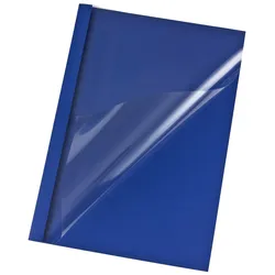 PAVO 25x Thermobindemappen A4  3mm für 30 Blatt Lederoptik blau