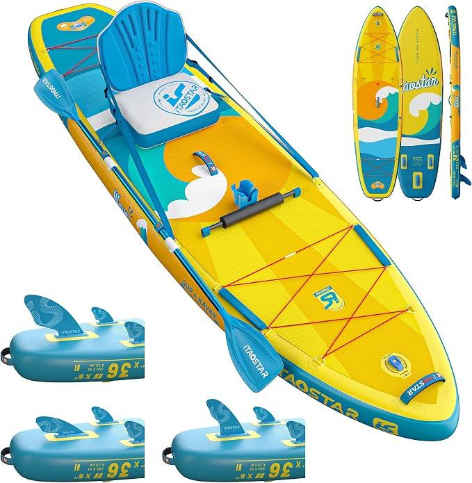 Stand Up Paddling Borad, Sup Board Aufblasbare, Stand Up Paddle Board for Anfänger,SUP Borad Mit Sitz,Komplettes Zubehör Allround Surfbrett für Yoga Paddle Board Pink/Orange/Yellow