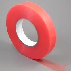 Doppelseitiges PET-Klebeband, starker Acrylatklebstoff, rote Folienabdeckung, TLM21 19 mm, PET, Papier, transparent