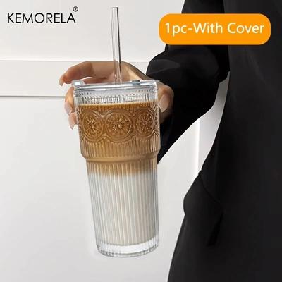 Uplifted Finds Floral Glass Tumbler High Performance 600ML Drinking Cup With Lid & Straw 1 Pc
