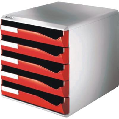 LEITZ Schubladenset Postset 5 Schubladen lichtgrau/rot Packung mit 4 Stück