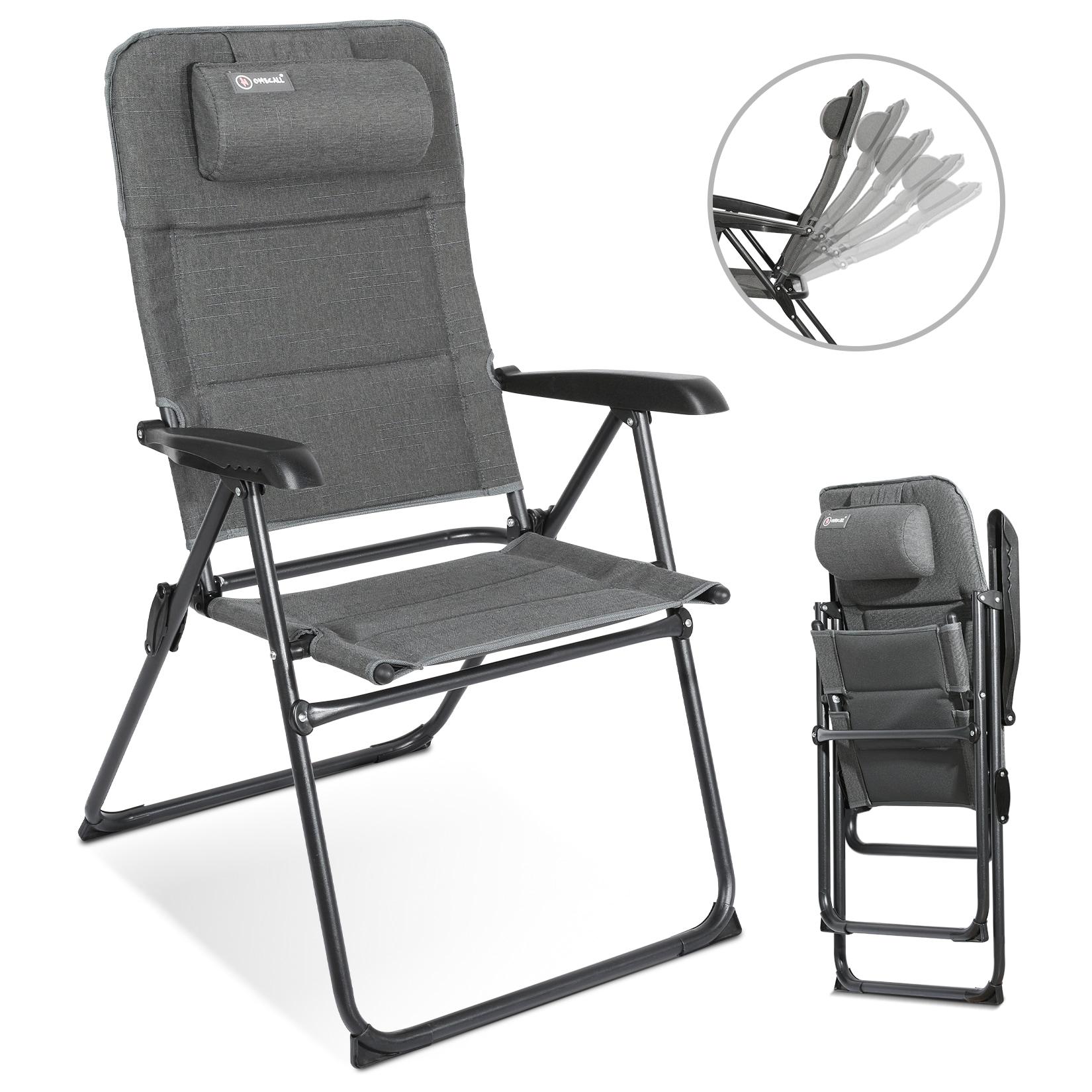 HOMECALL Campingstuhl Gartenstuhl Klappbar, UV+ Olefin-Stoff, 5 fach Verstellbarer Rückenlehne, bis 150kg