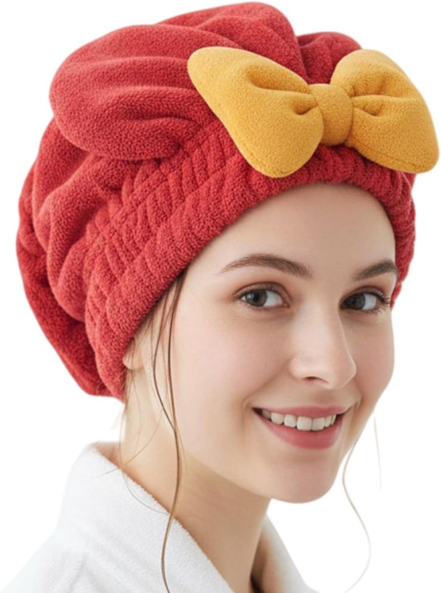 Haarhanddoek Wikkel Droogkap Bordeauxrood - 27 x 26 cm
