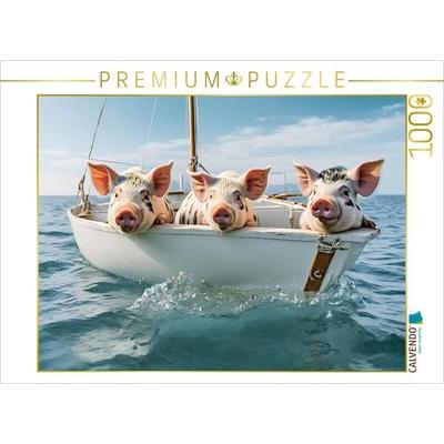 CALVENDO Puzzle Freche rosa Schweinchen beim Segeln | 1000 Teile Lege-Größe 64x48cm Foto-Puzzle für glückliche Stunden, Sonstige von , Calvendo Puzzle