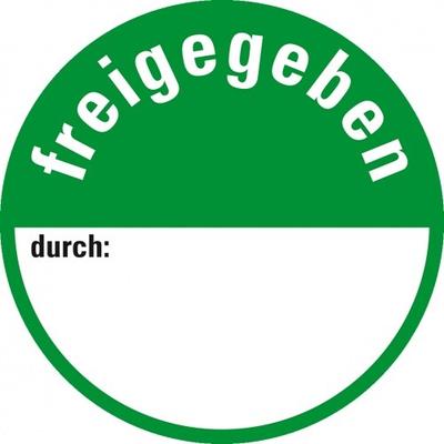 Aufkleber I Klebepunkte für Qualitätskontrolle freigegeben, Folie, selbstklebend, Ø 30mm, 18/Bogen
