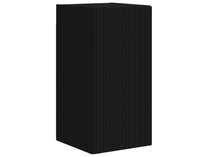 KUPTYERFG TV Wandschrank Schwarz Holzwerkstoff 30x31x60 cm Hängeschrank Platzsparender Hängeschrank fürs Wohnzimmer mit 90 Grad Tür und 4 Fächern für Mediageräte und Dekoration.