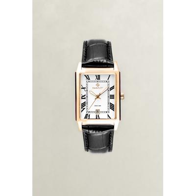 Quarzuhr GANT "Staten Island", schwarz (schwarz, weiß), Armbanduhren, Herren, Quarzuhr, Armbanduhr, Herrenuhr, Lederarmband, analog, Tag