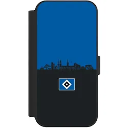 Nivocase Klapphülle für Apple iPhone 16 Handyhülle aus Kunst Leder NIVOflip schwarz HSV Hamburg Skyline (Apple iPhone 16), Smartphone Hülle, Schwarz