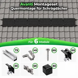 Avanti  Schrägdach  Montageset  Quer  für  6  Solarmodule