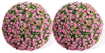 Garvee "Artificial Rose Flower Balls 2Pack 15.7""/17.7"" Red/Pink/White"